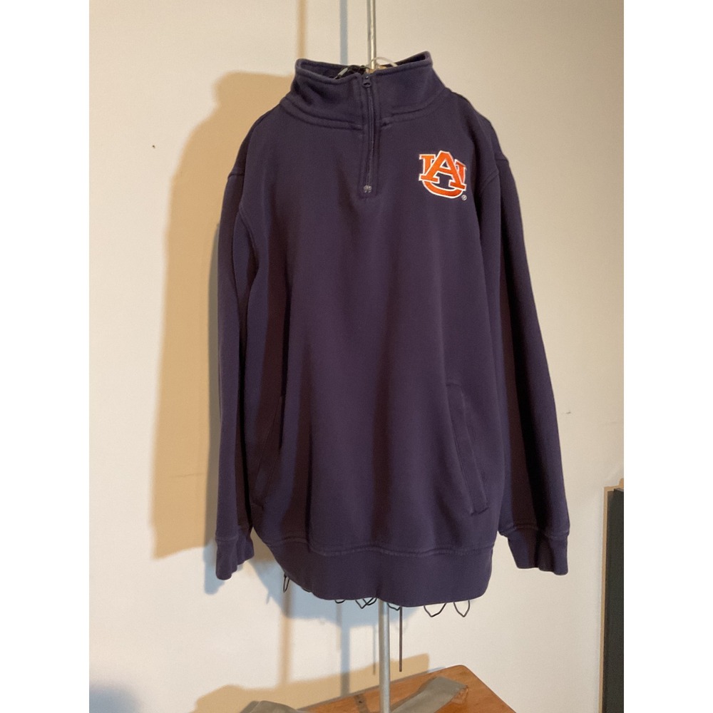 Genuine Stuff Auburn Tigers Quarter Zip Fleece‎ Pullover Navy Blue Mens Large